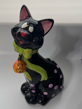Halloween Large Black Cat Ceramic Figurine